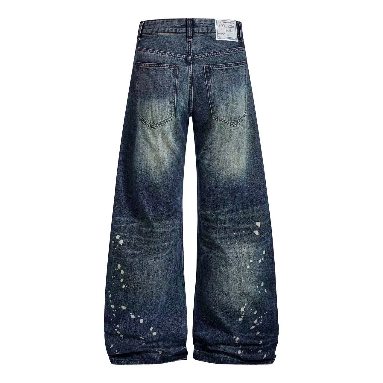 Vintage Paint Splatter Wide-Leg Jeans