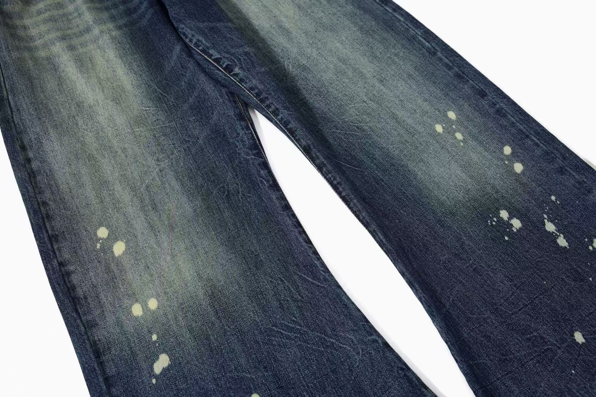 Vintage Paint Splatter Wide-Leg Jeans