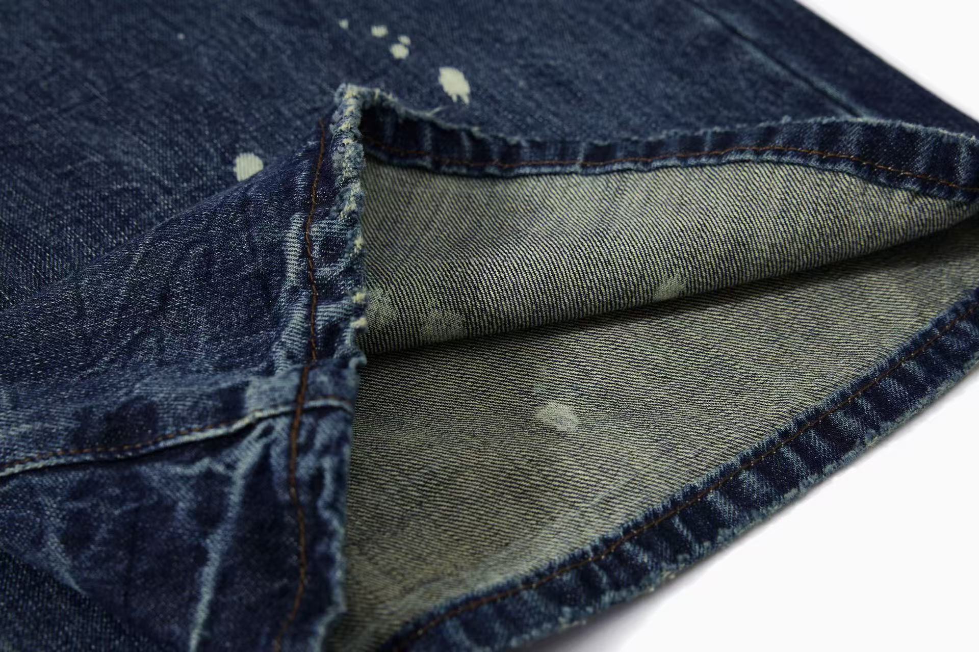 Vintage Paint Splatter Wide-Leg Jeans