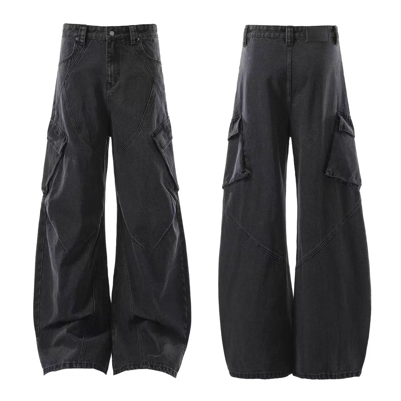 Distressed Wide-Leg Cargo Pants