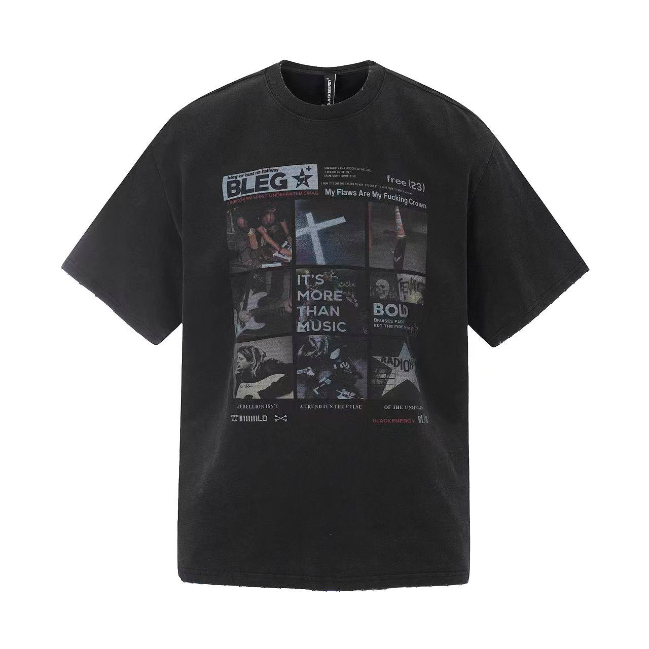 Streetwear Rock Print Short Sleeve