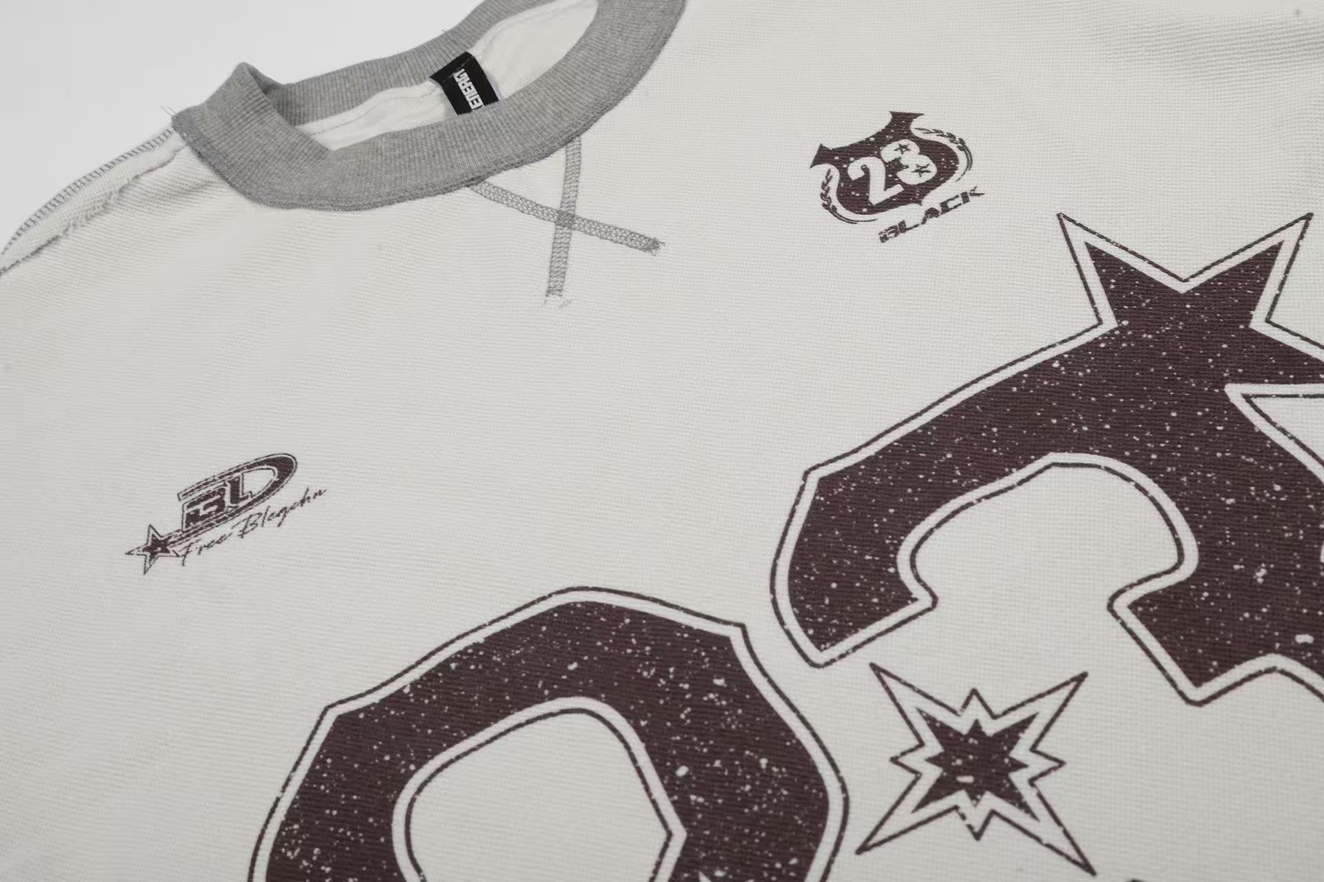 Streetwear Number Print Short Sleeve