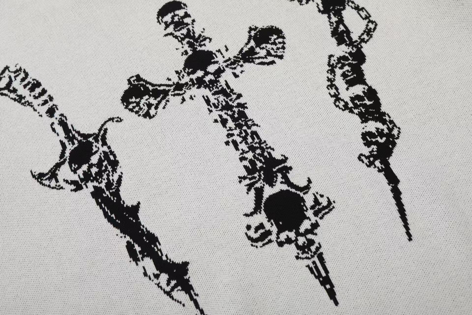 Vintage Skull Cross Knit T-Shirt