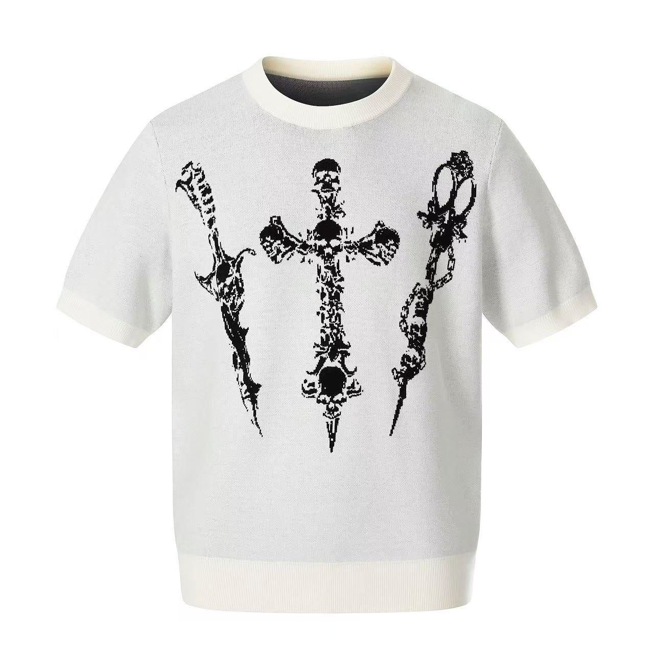 Vintage Skull Cross Knit T-Shirt