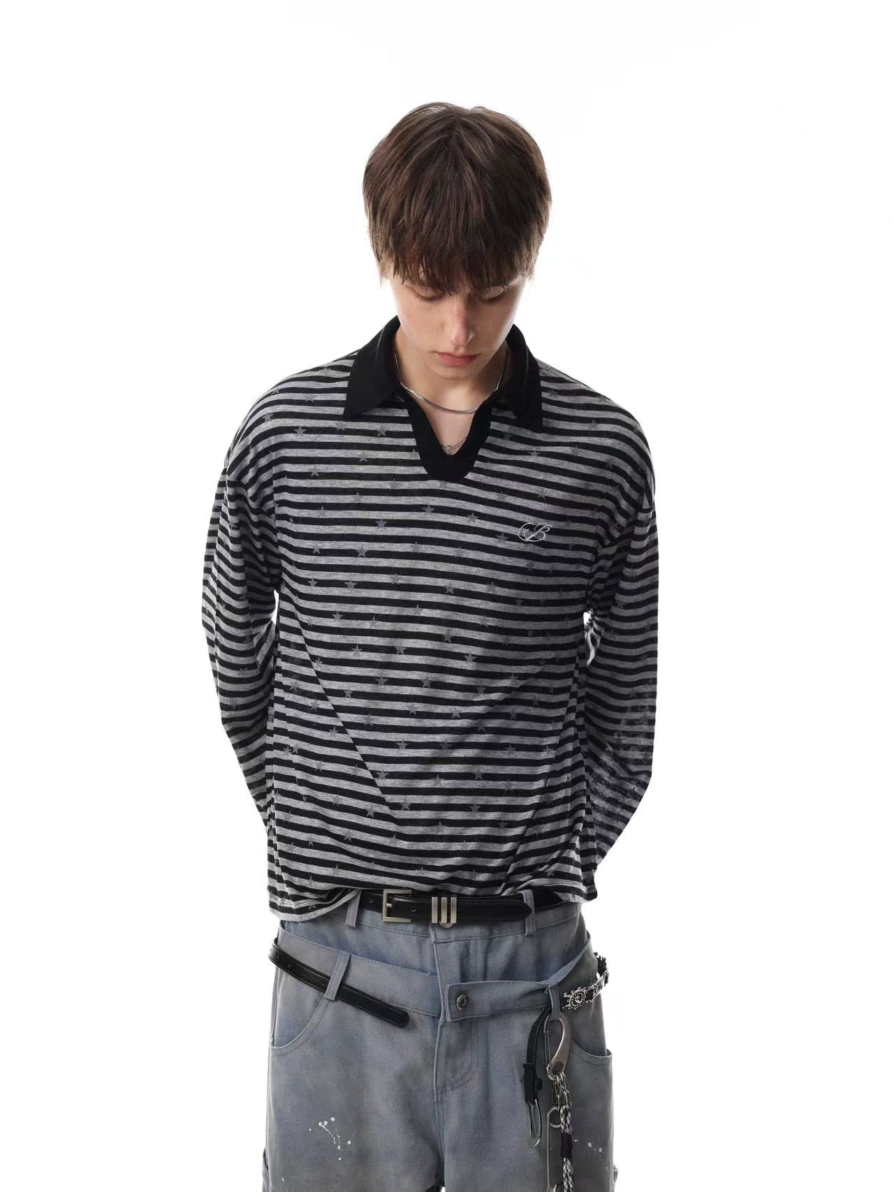 Striped Star Print Long Sleeve