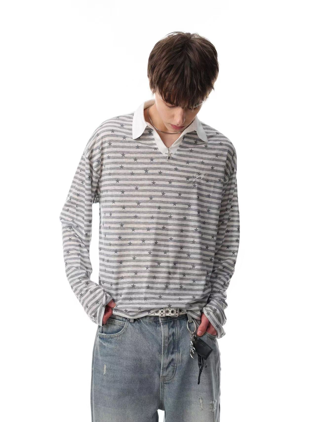 Striped Star Print Long Sleeve