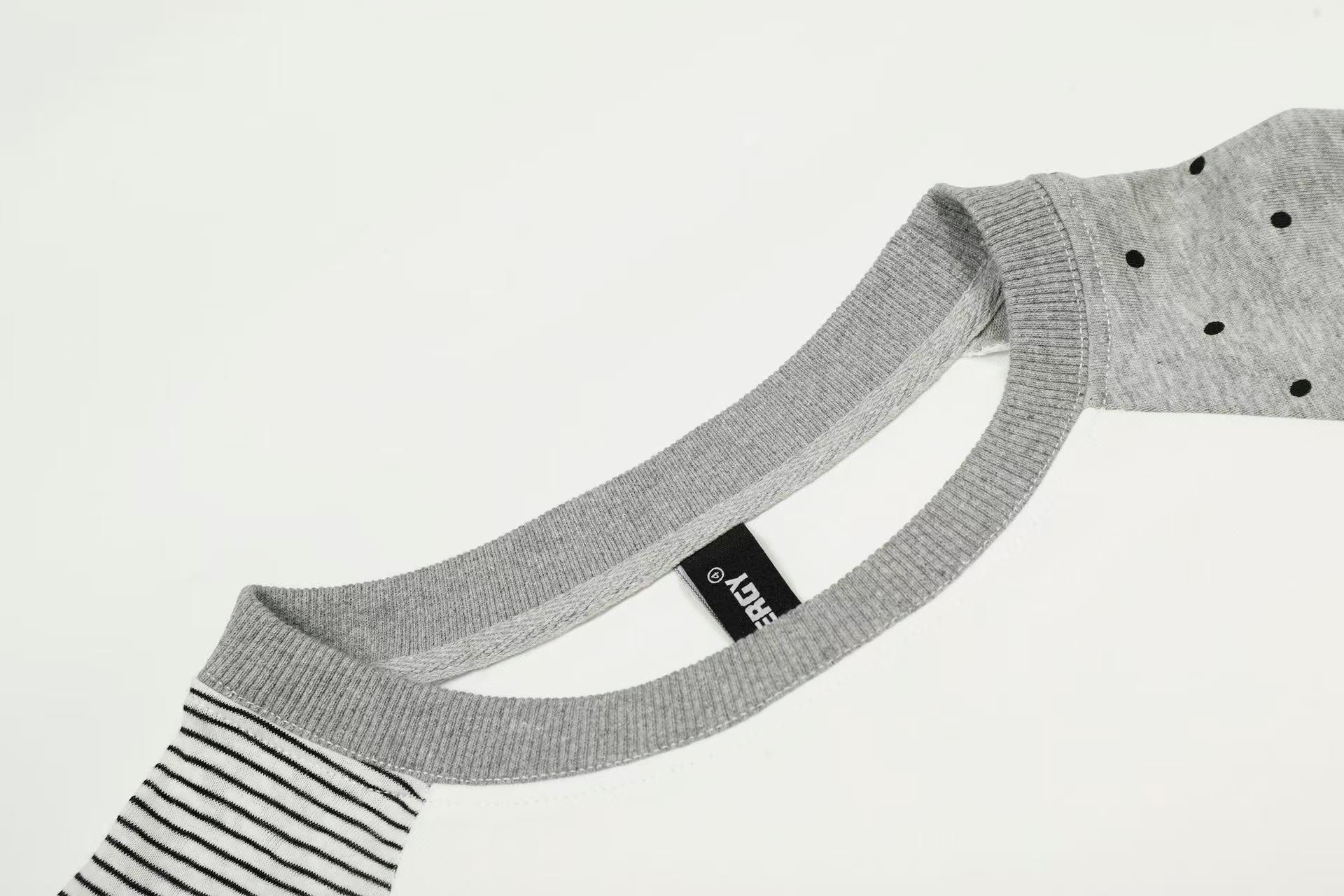 Polka Dot Stripe Colorblock Raglan Long Sleeve