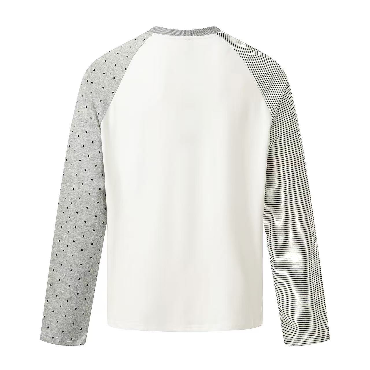 Polka Dot Stripe Colorblock Raglan Long Sleeve