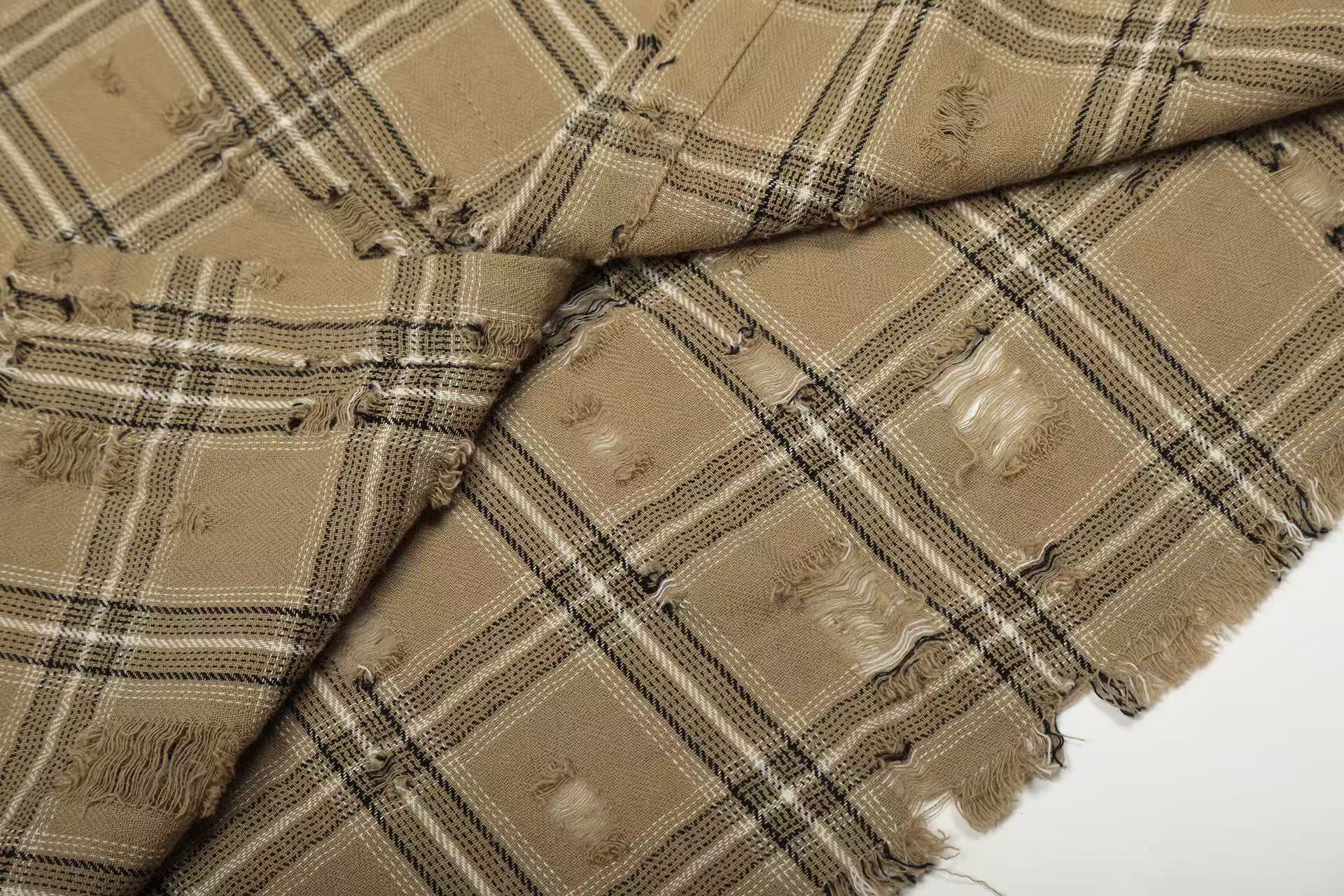 Streetwear Distressed Ripped Plaid Long Sleeve Shirt