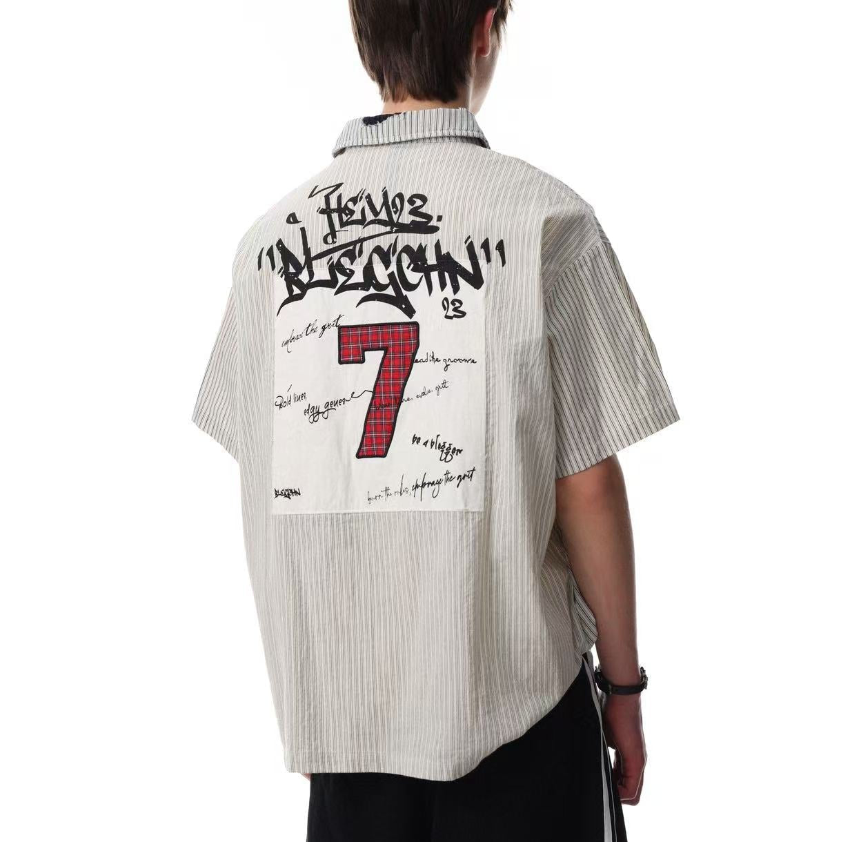 Vintage 7 Graffiti Striped Shirt