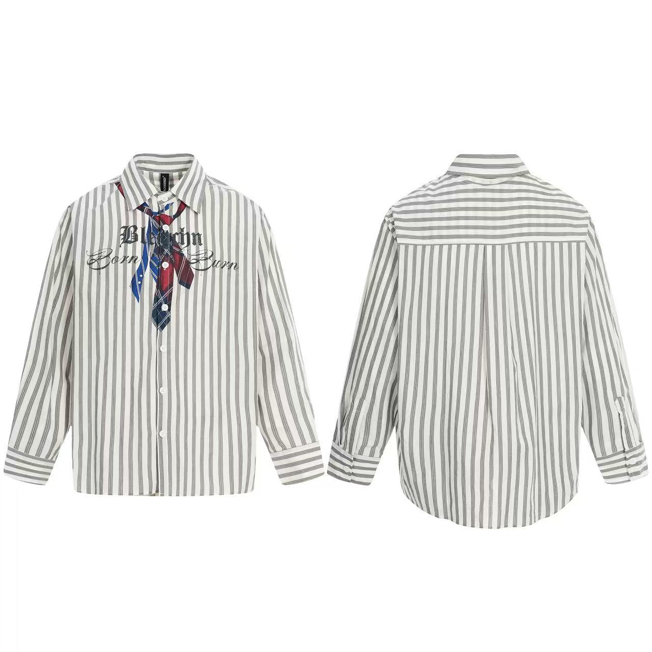 Streetwear Striped Print Long Sleeve Shirt
