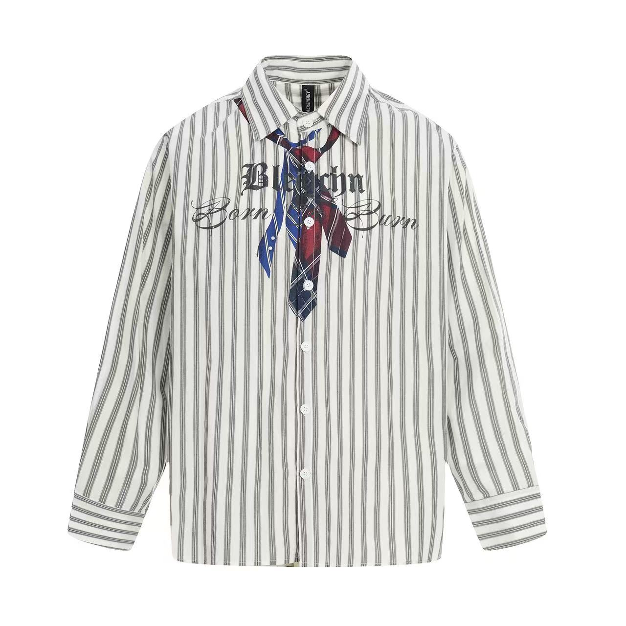 Streetwear Striped Print Long Sleeve Shirt