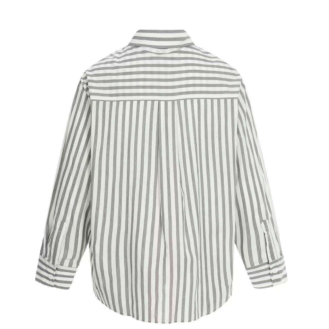 Streetwear Striped Print Long Sleeve Shirt