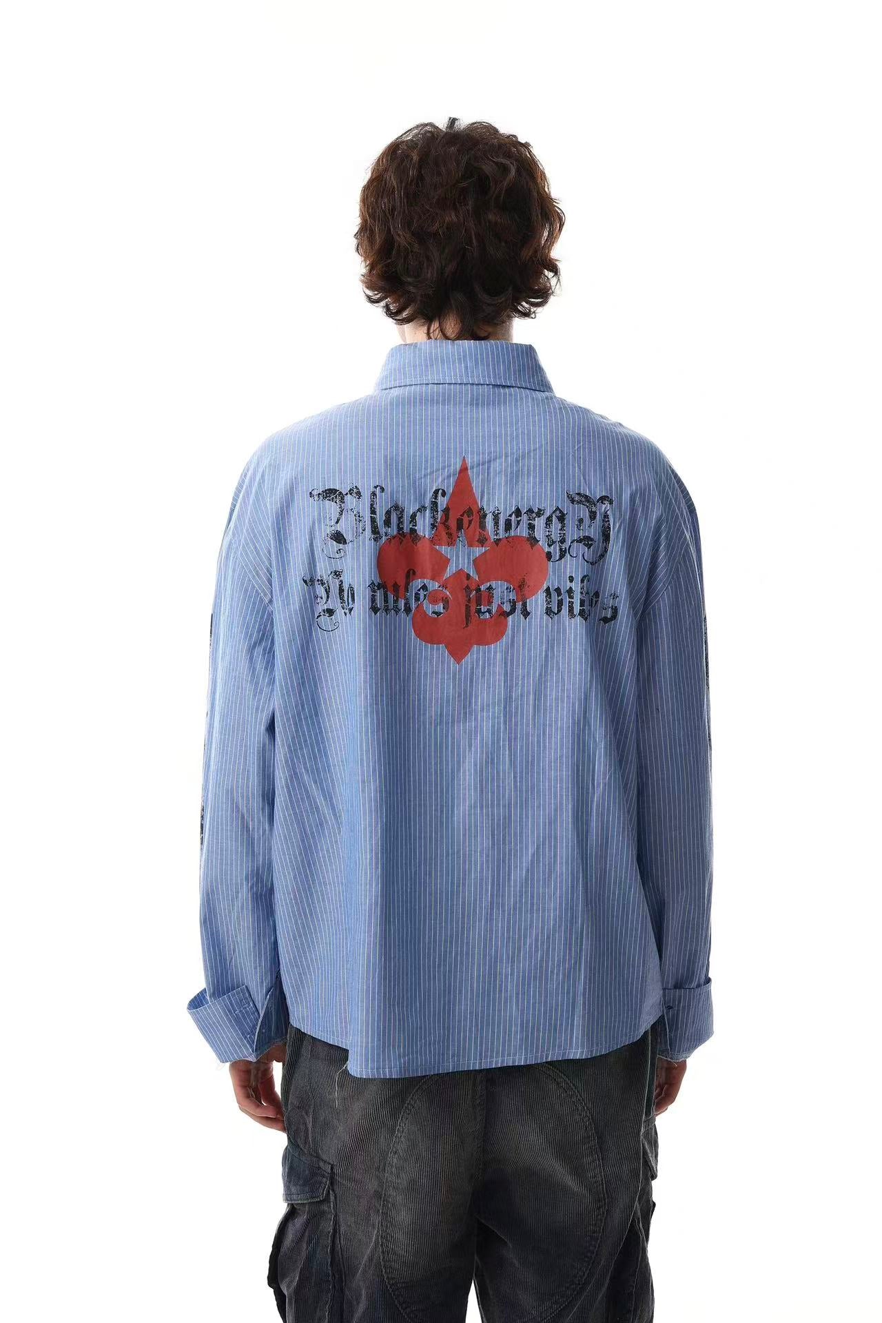 Streetwear Striped Print Long Sleeve Shirt