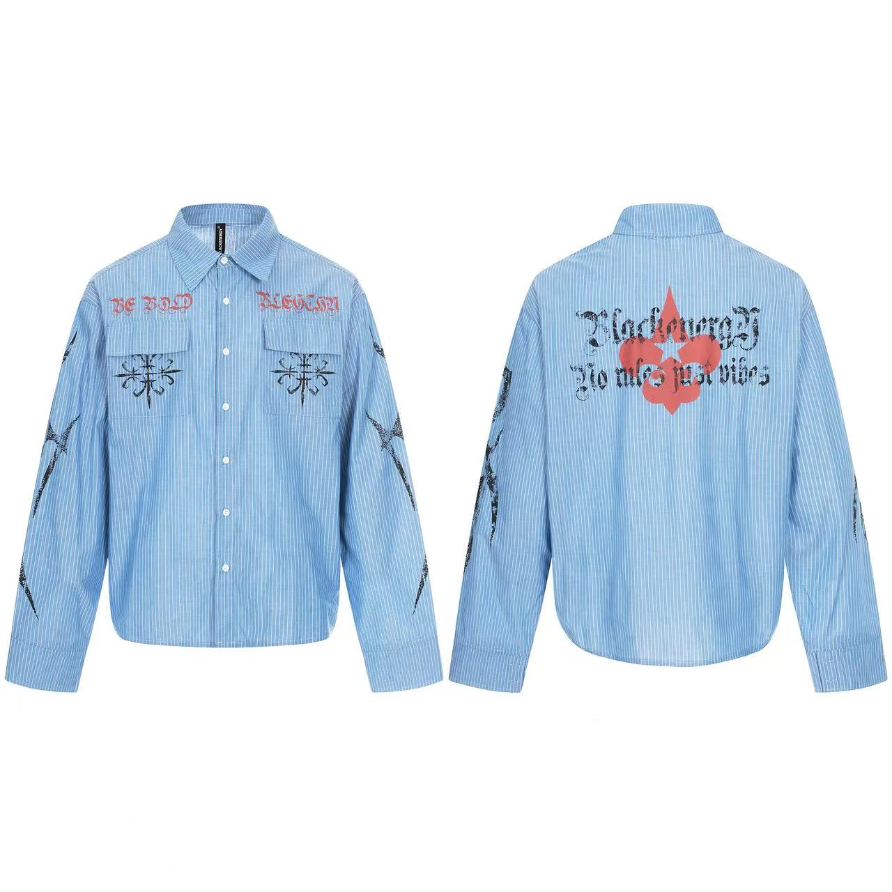 Streetwear Striped Print Long Sleeve Shirt