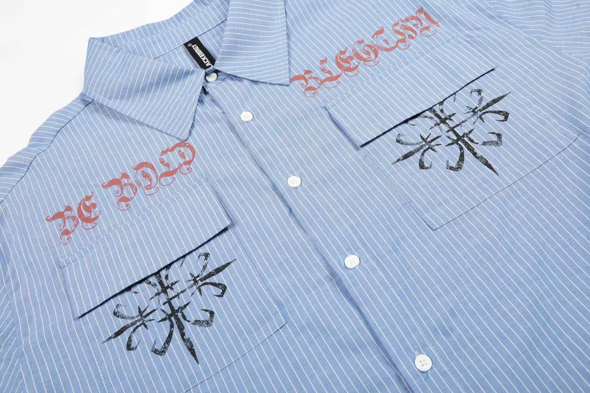 Streetwear Striped Print Long Sleeve Shirt