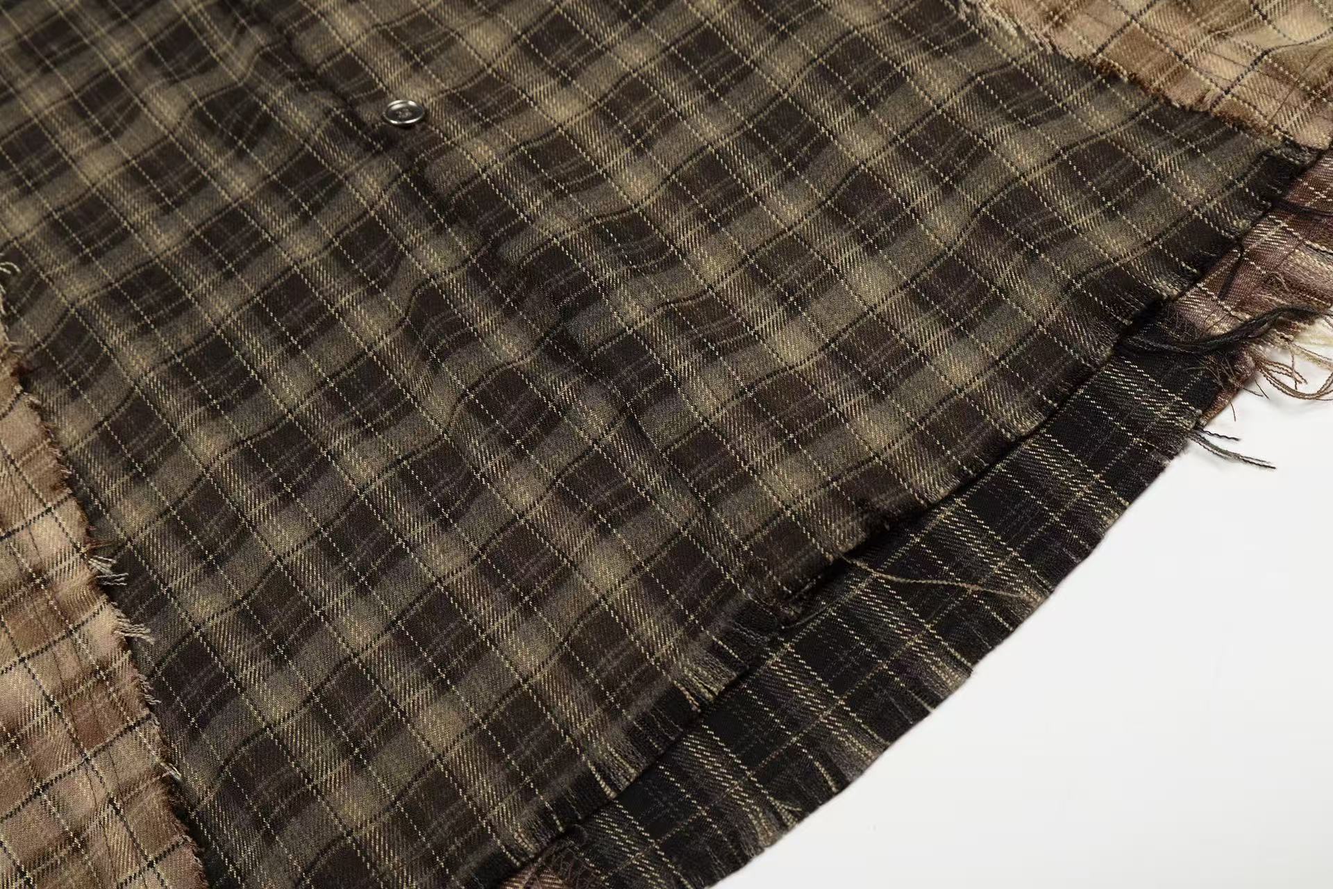 Distressed Patchwork Long Sleeve Shirt