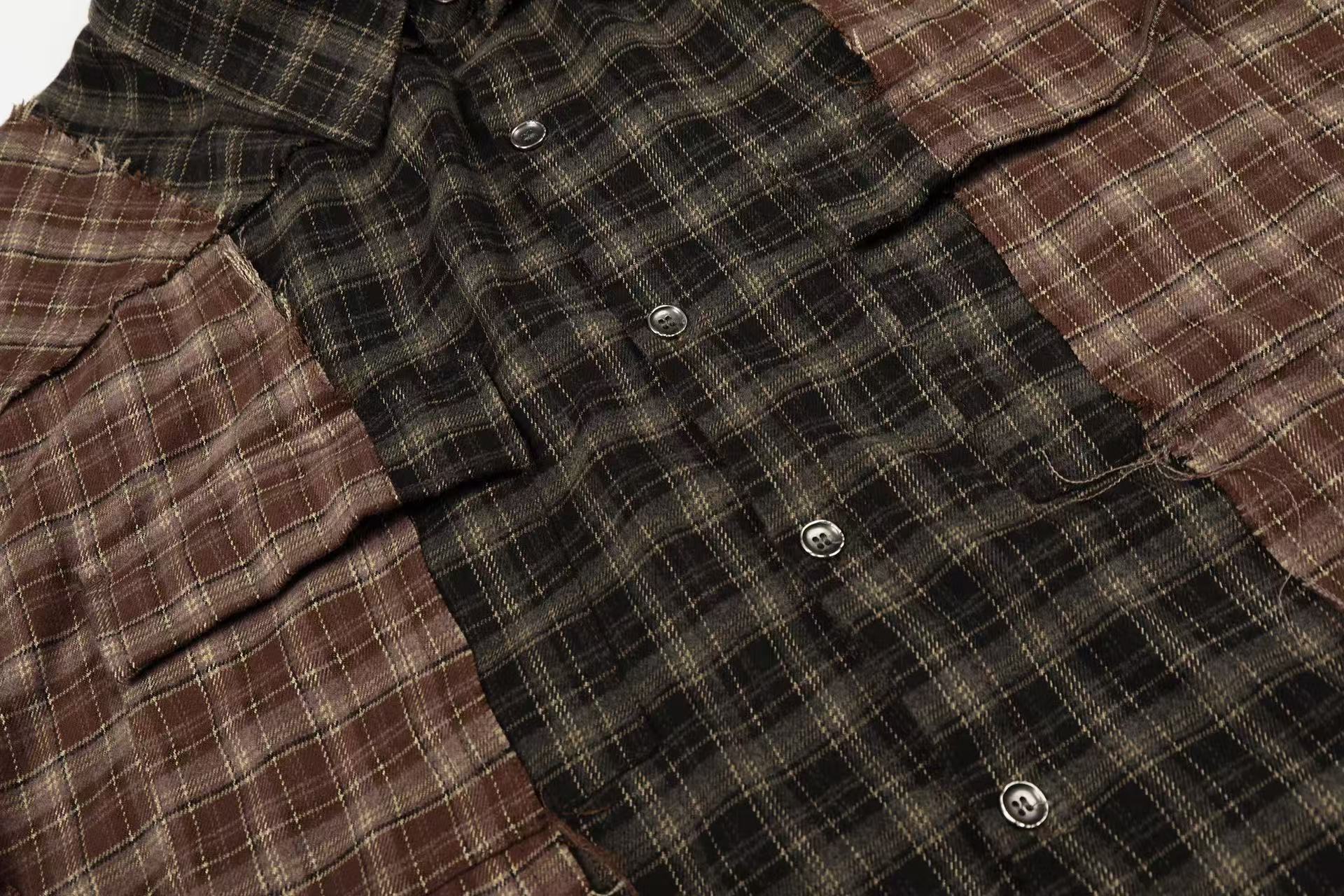 Distressed Patchwork Long Sleeve Shirt