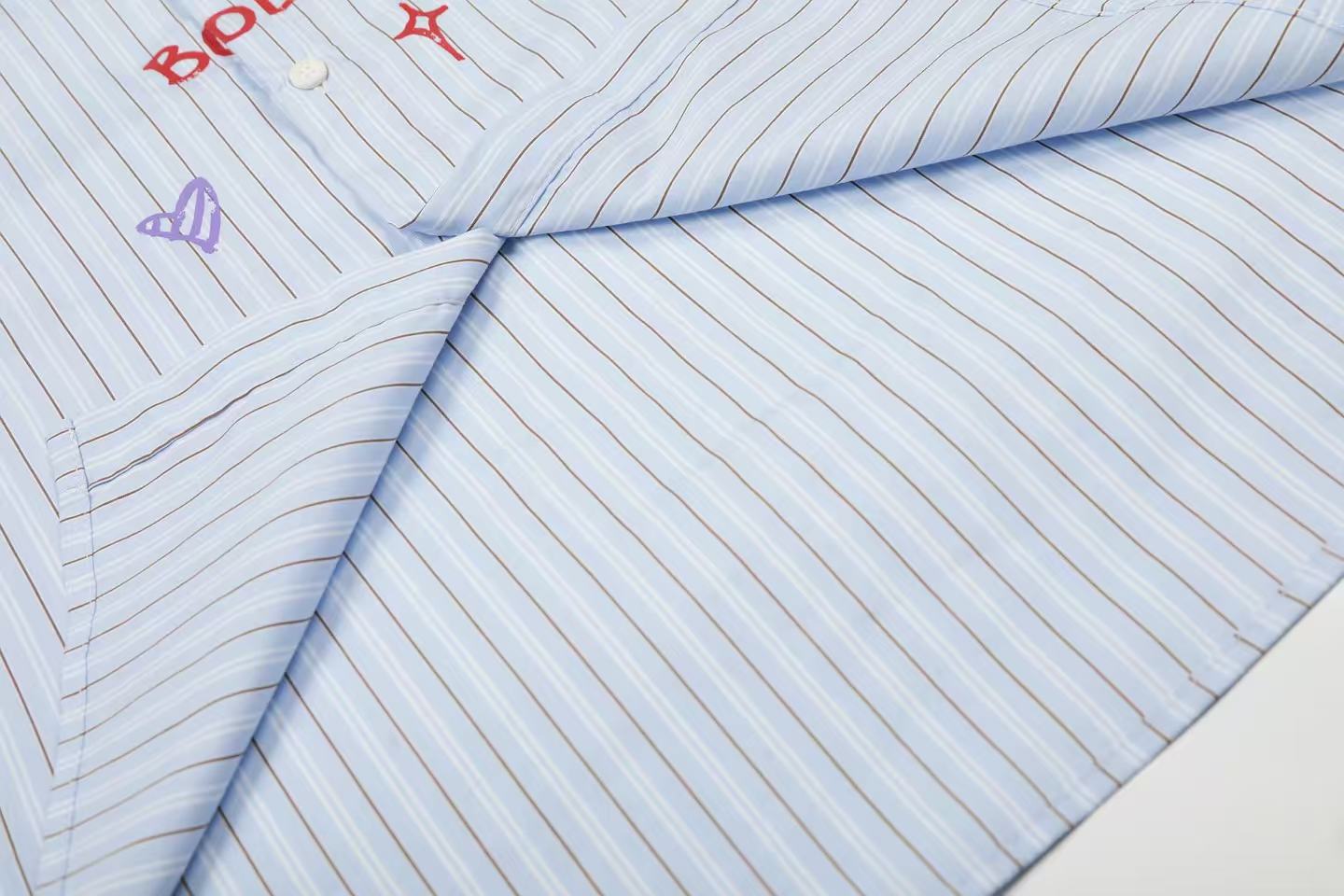 Cartoon Dog Print Striped  Long Sleeve Shirt