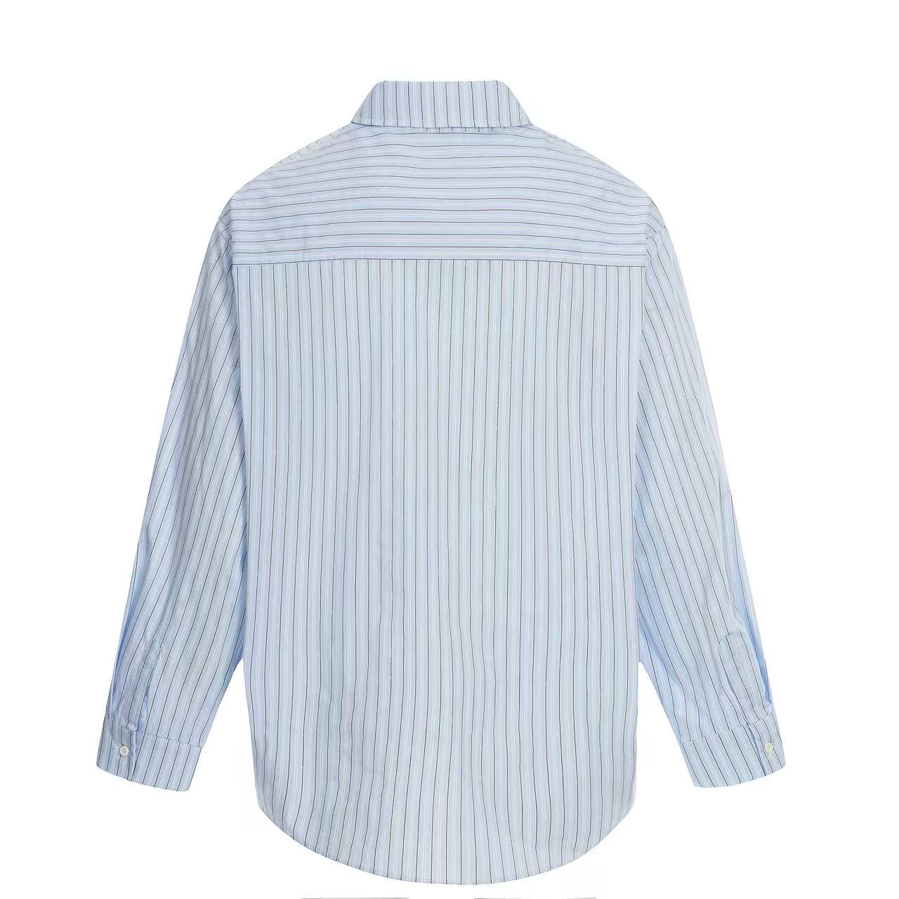 Cartoon Dog Print Striped  Long Sleeve Shirt