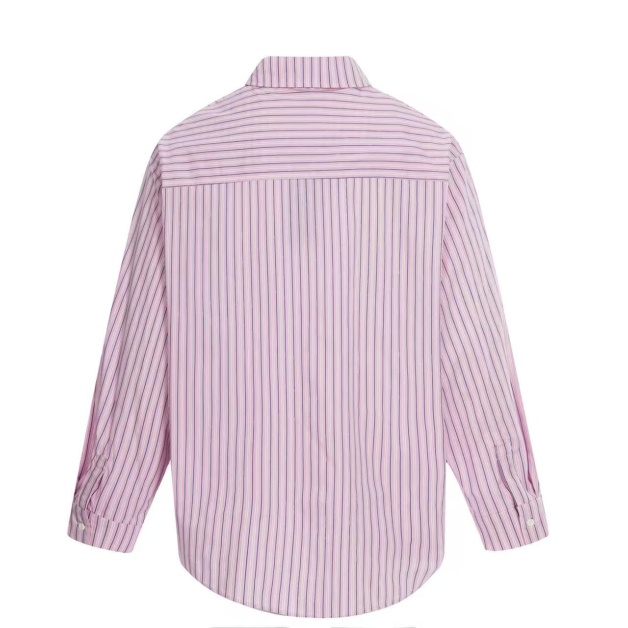 Cartoon Dog Print Striped  Long Sleeve Shirt