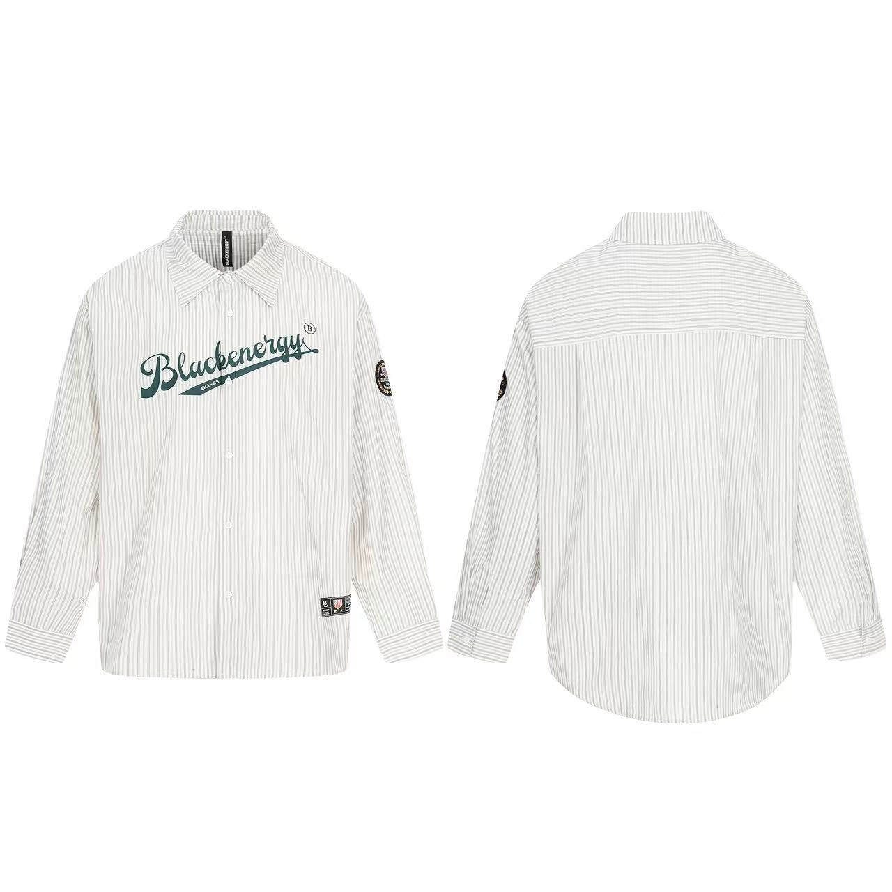 Streetwear Print Striped Long Sleeve Shirt