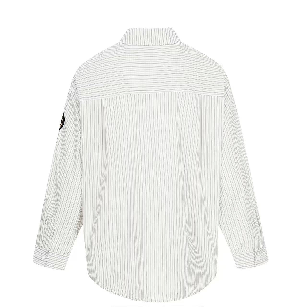 Streetwear Print Striped Long Sleeve Shirt