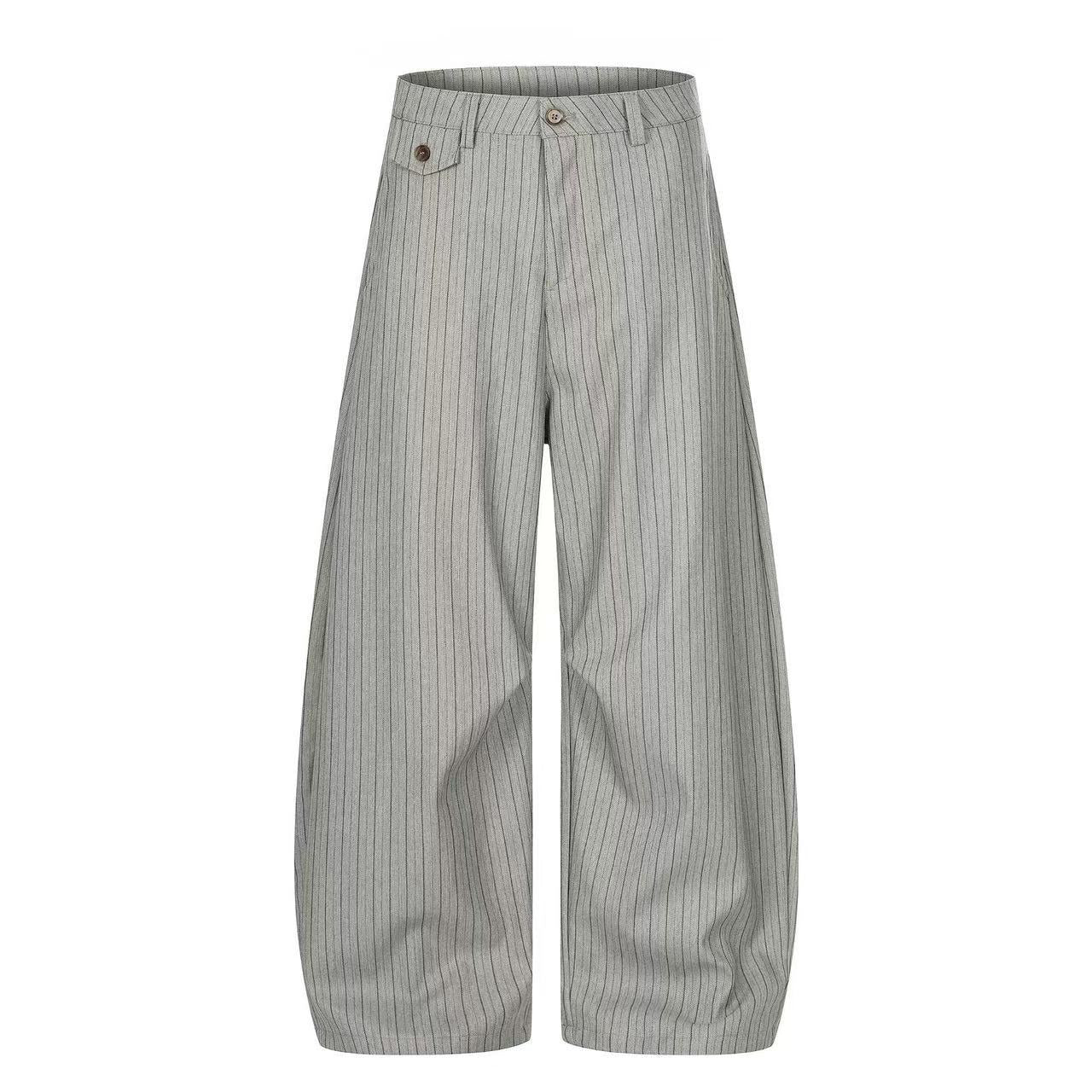 Striped Baggy Wide-Leg Suit Pants