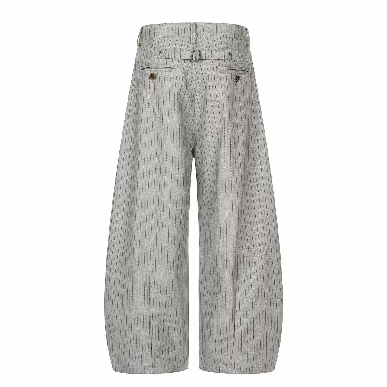 Striped Baggy Wide-Leg Suit Pants