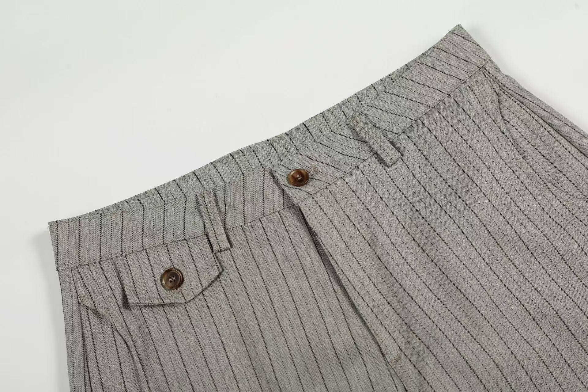 Striped Baggy Wide-Leg Suit Pants