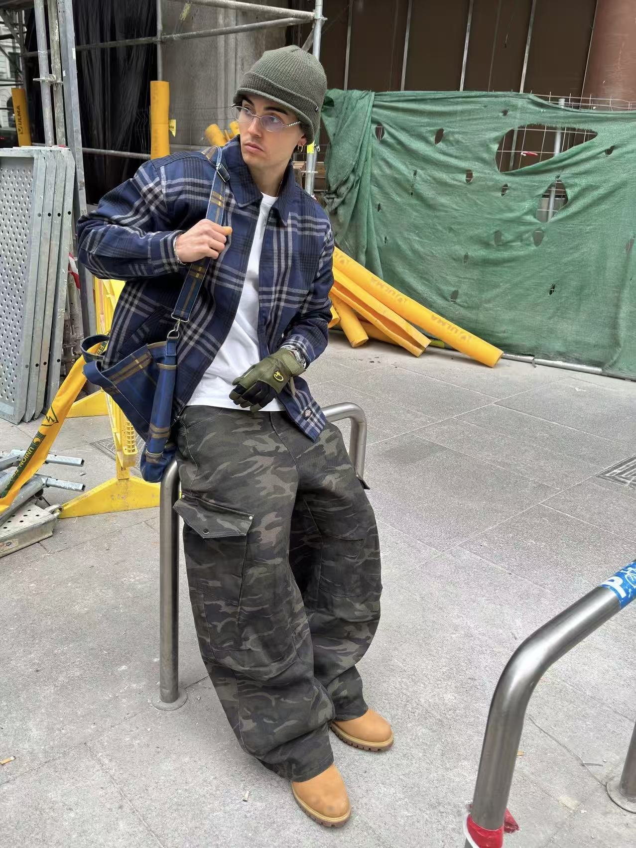 Camo Wide-Leg Cargo Pants