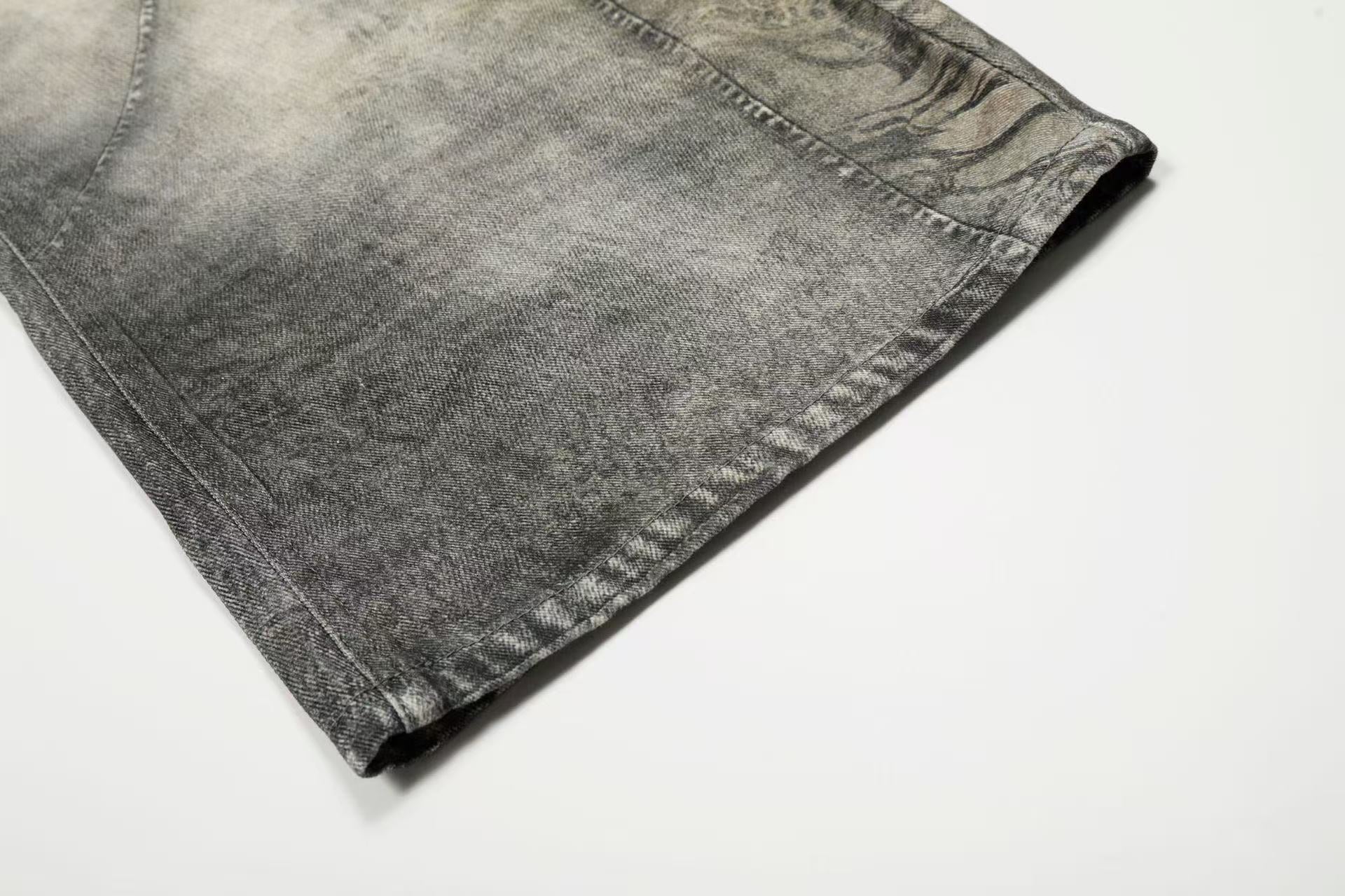 Vintage Washed Curved Seam Baggy Jeans