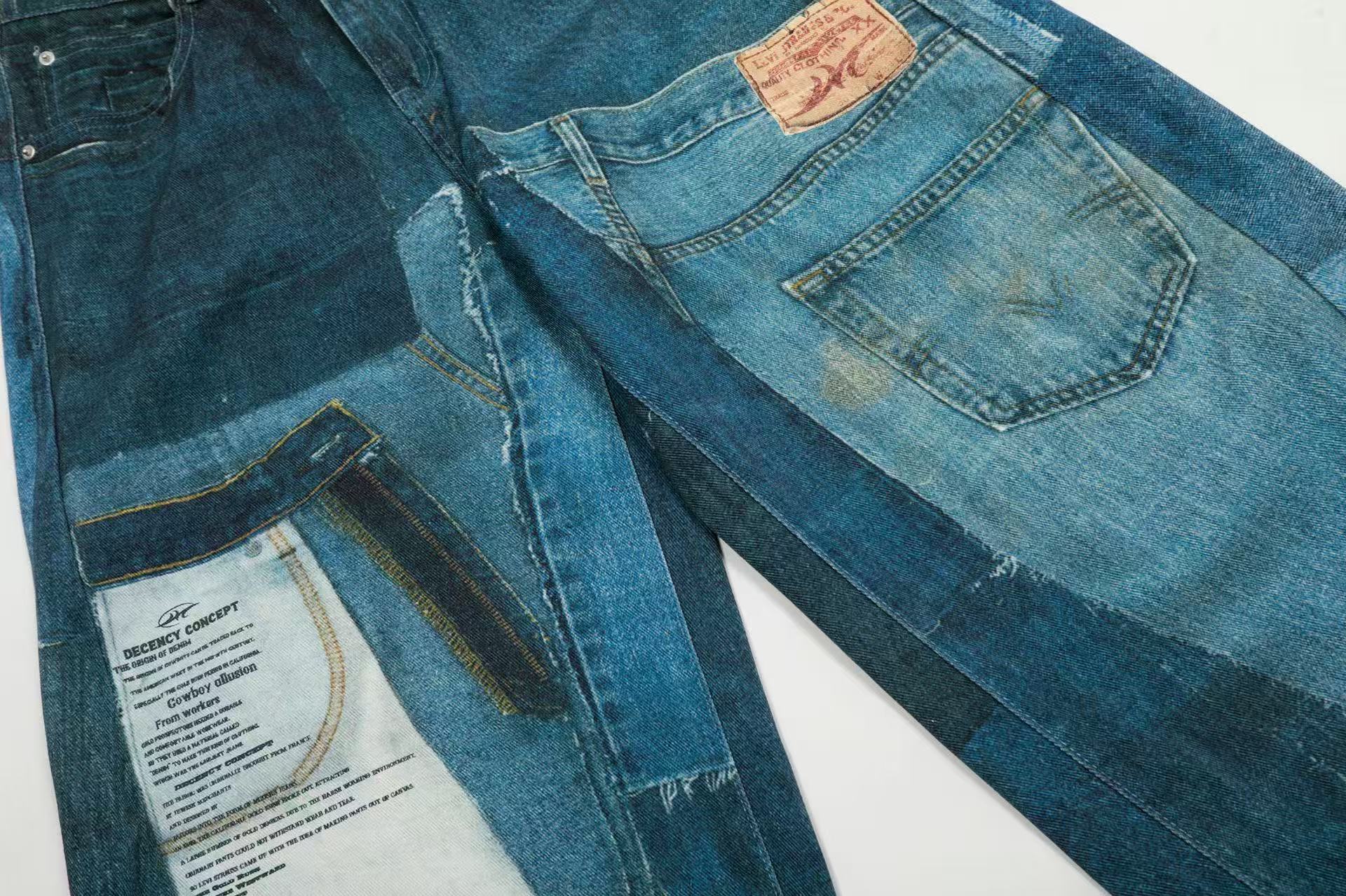 Vintage Patchwork Upcycled Baggy Wide Leg Jeans