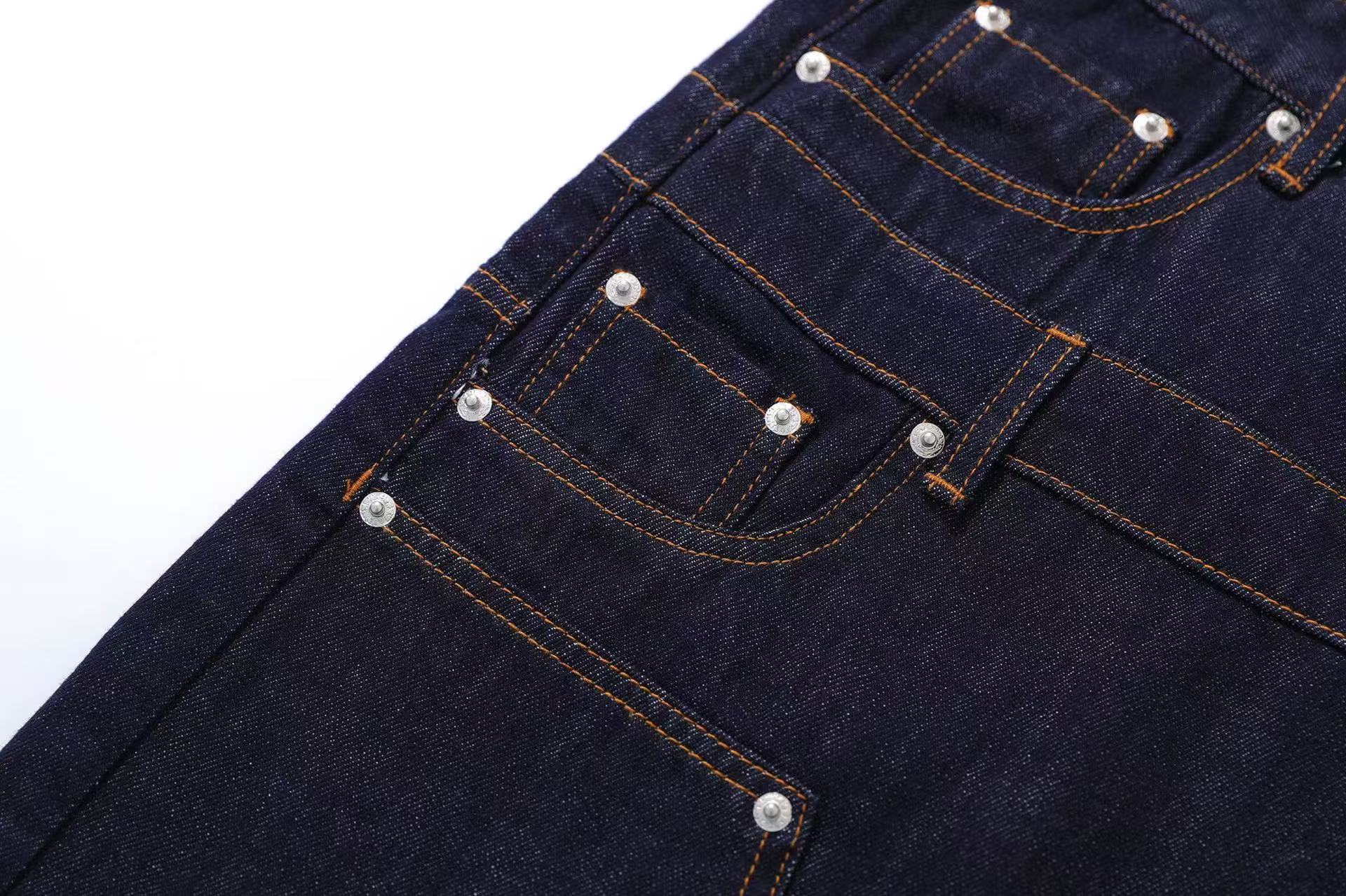 Vintage Washed  Studded Wide-Leg Denim Jorts