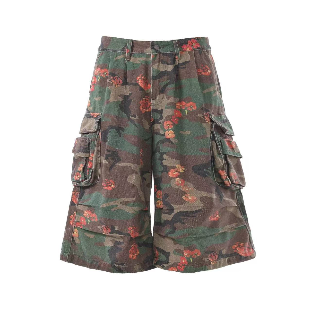 Camo Floral Baggy Wide-Leg Jorts