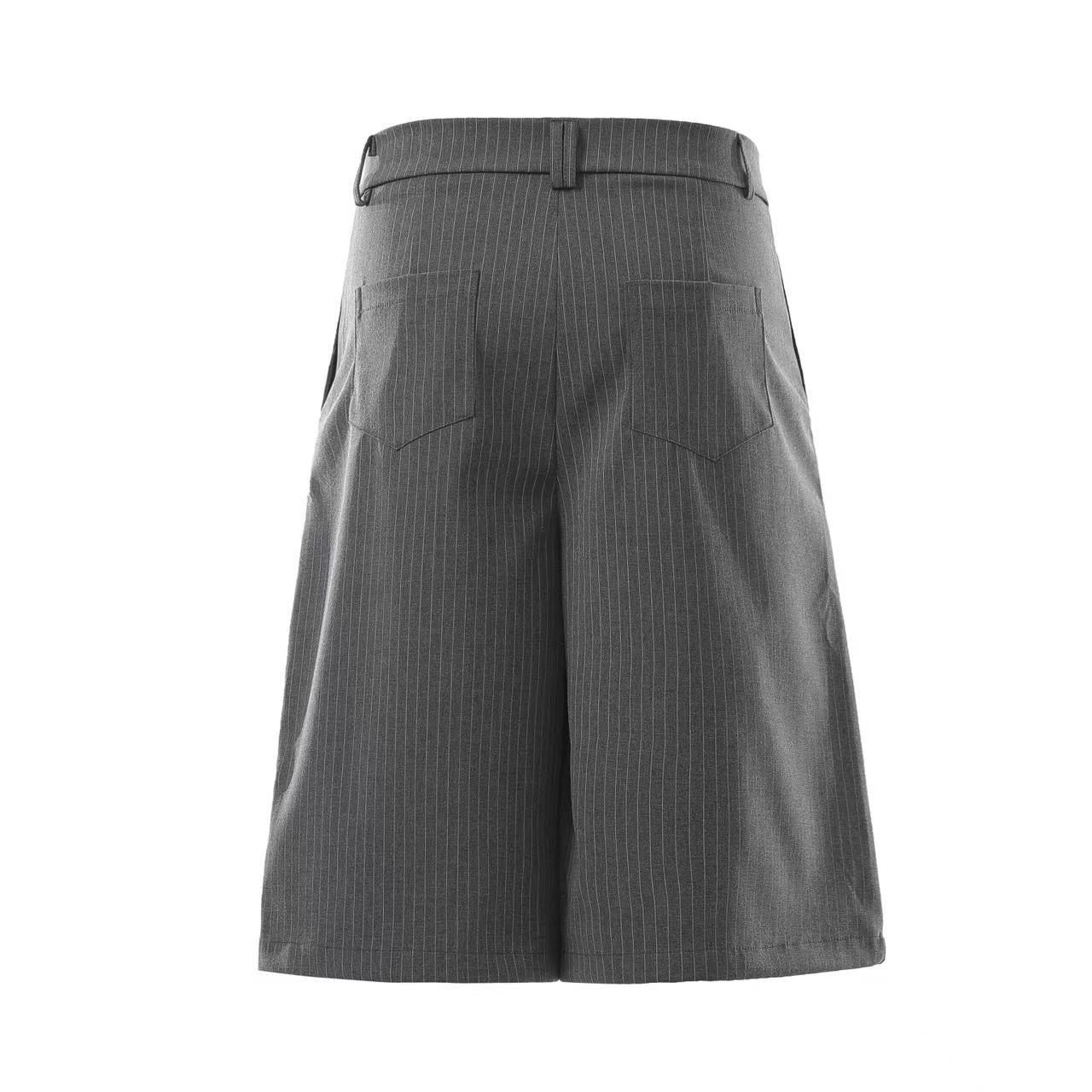 Pinstripe Double Breasted Wide-Leg Jorts