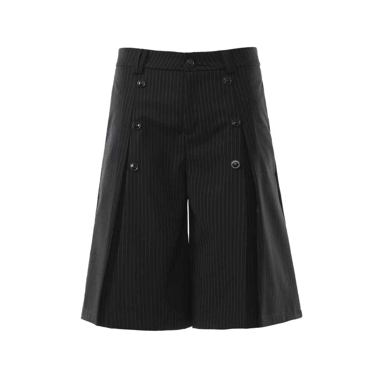 Pinstripe Double Breasted Wide-Leg Jorts