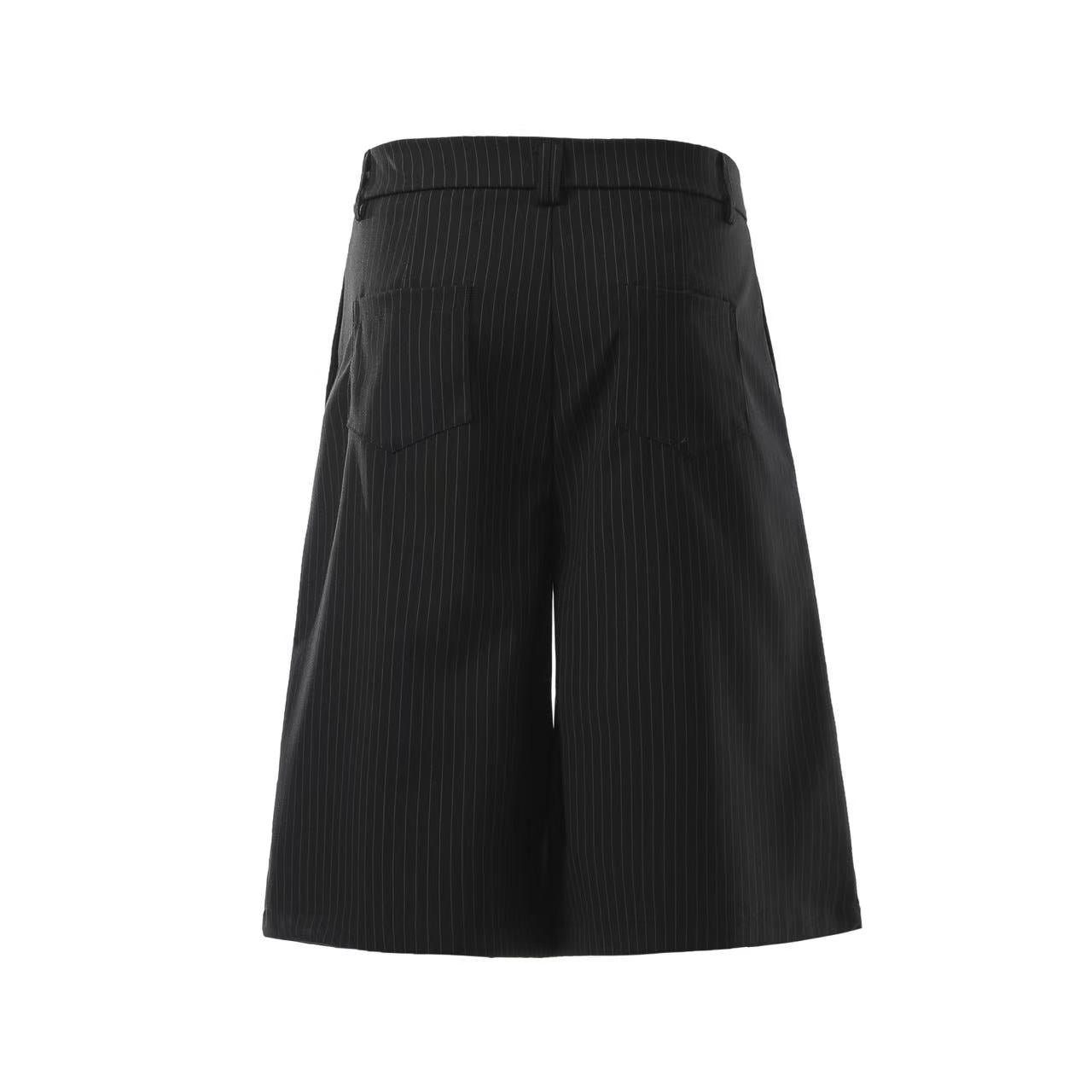 Pinstripe Double Breasted Wide-Leg Jorts