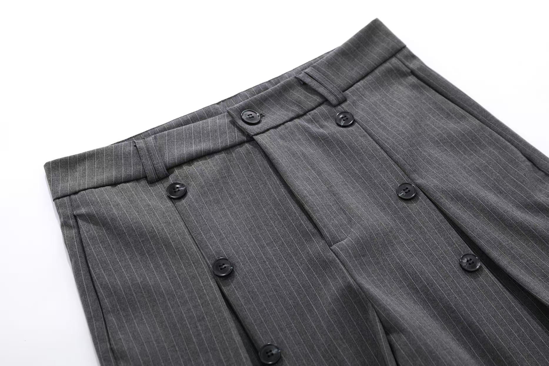 Pinstripe Double Breasted Wide-Leg Jorts