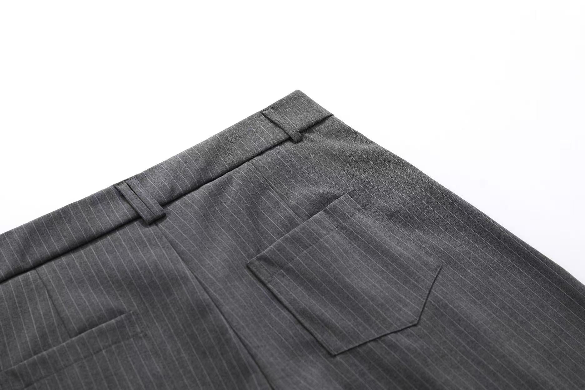 Pinstripe Double Breasted Wide-Leg Jorts