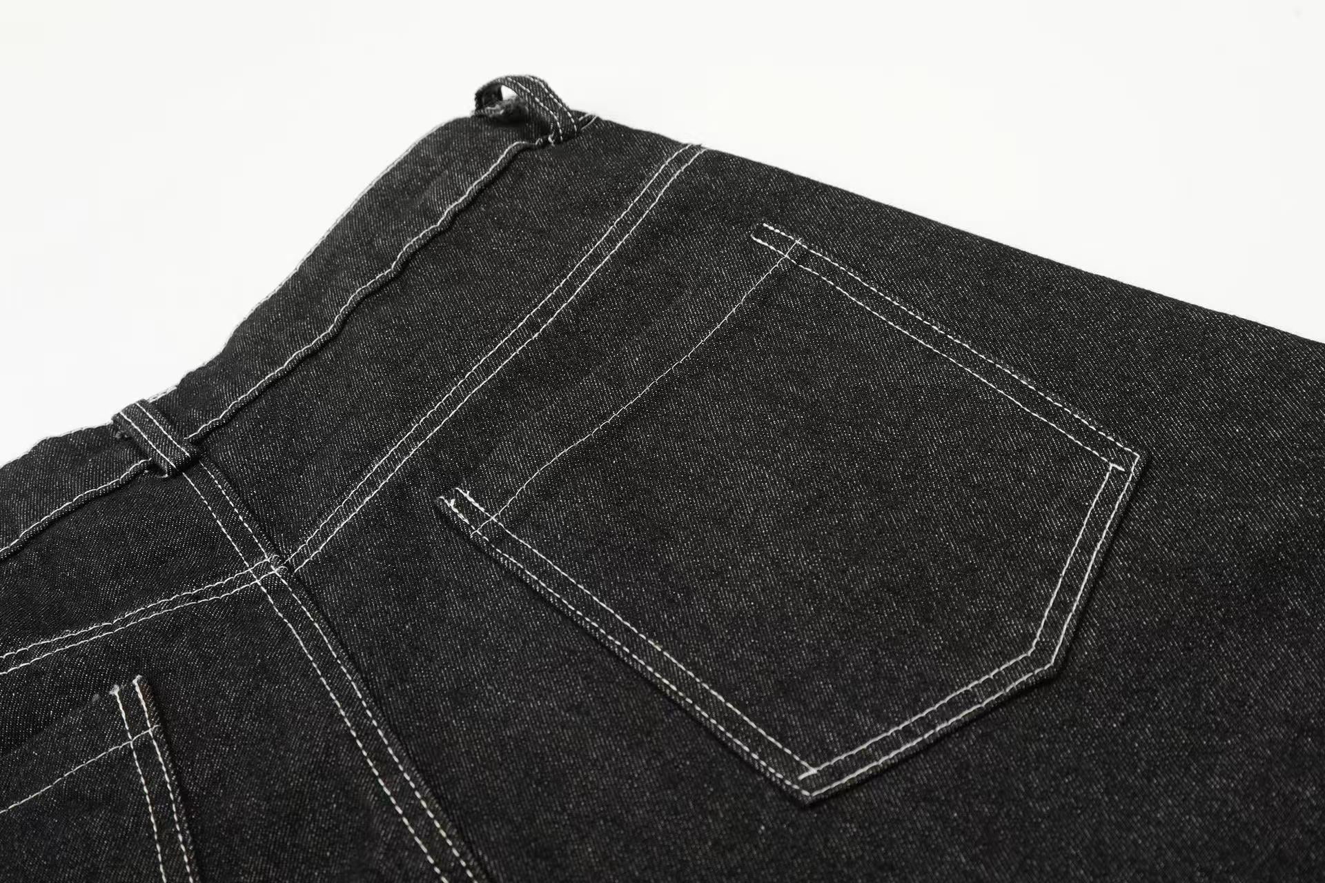 Vintage Washed Flame Print Wide-Leg Jorts