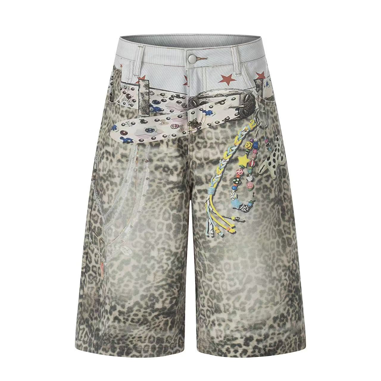 Leopard  Print Baggy Wide-Leg Jorts