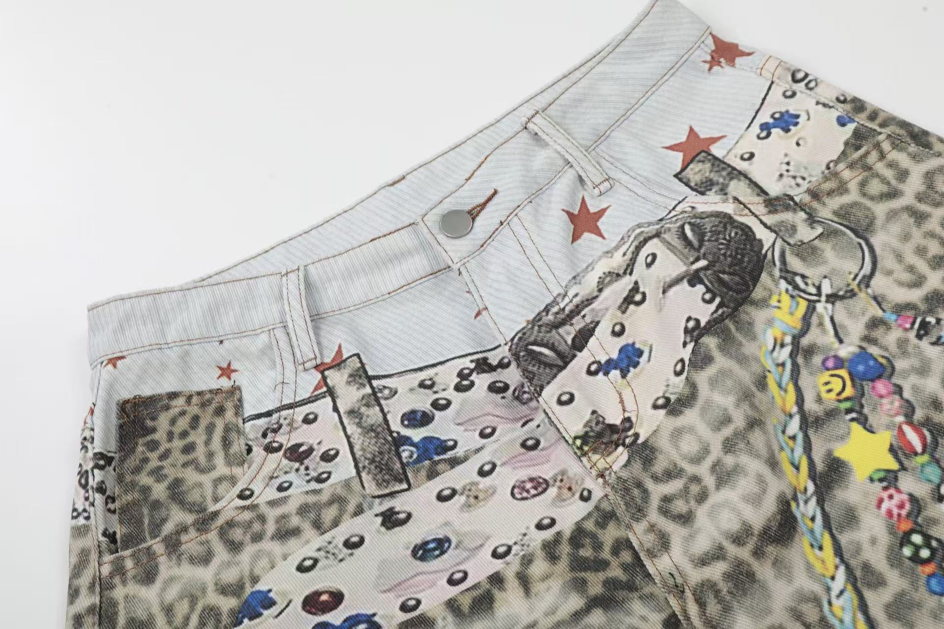 Leopard  Print Baggy Wide-Leg Jorts