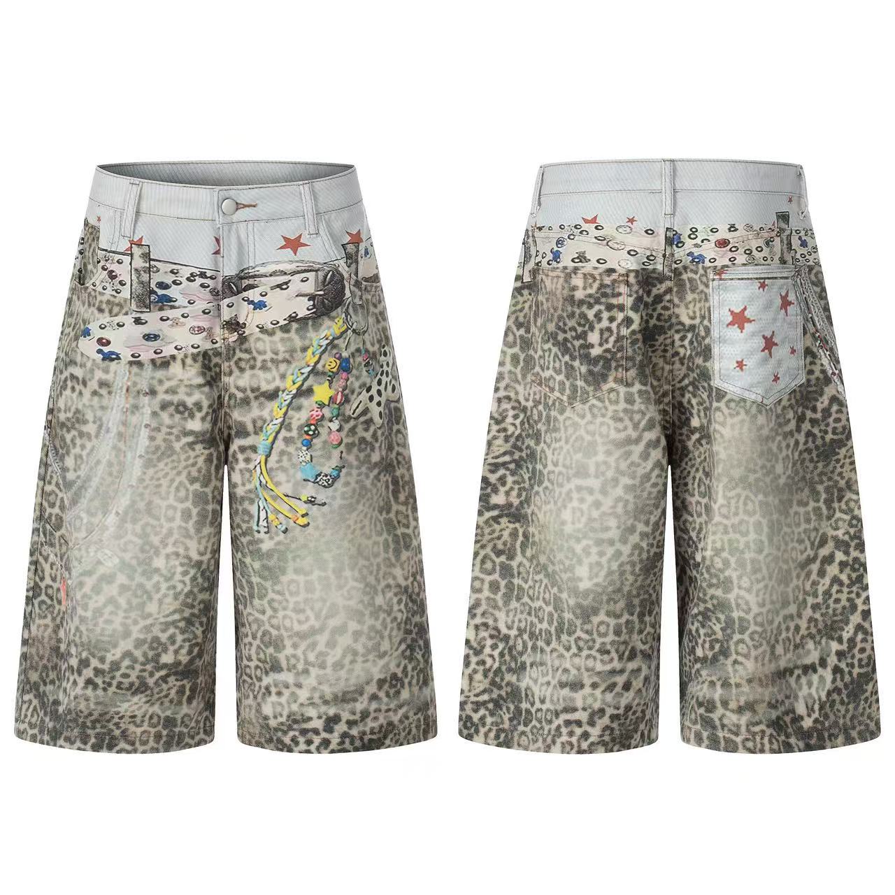 Leopard  Print Baggy Wide-Leg Jorts