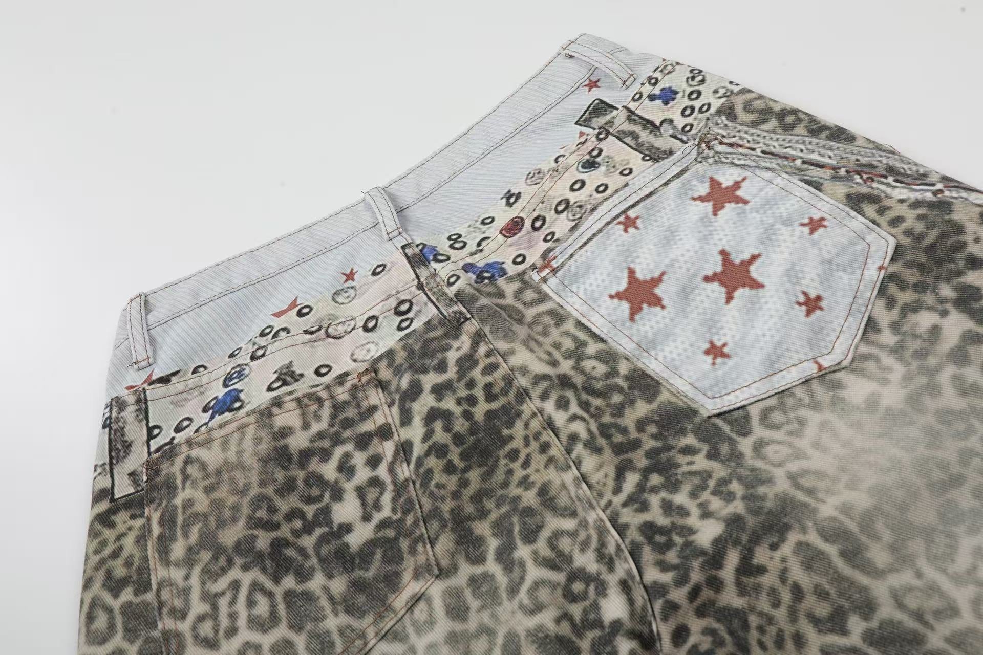 Leopard  Print Baggy Wide-Leg Jorts