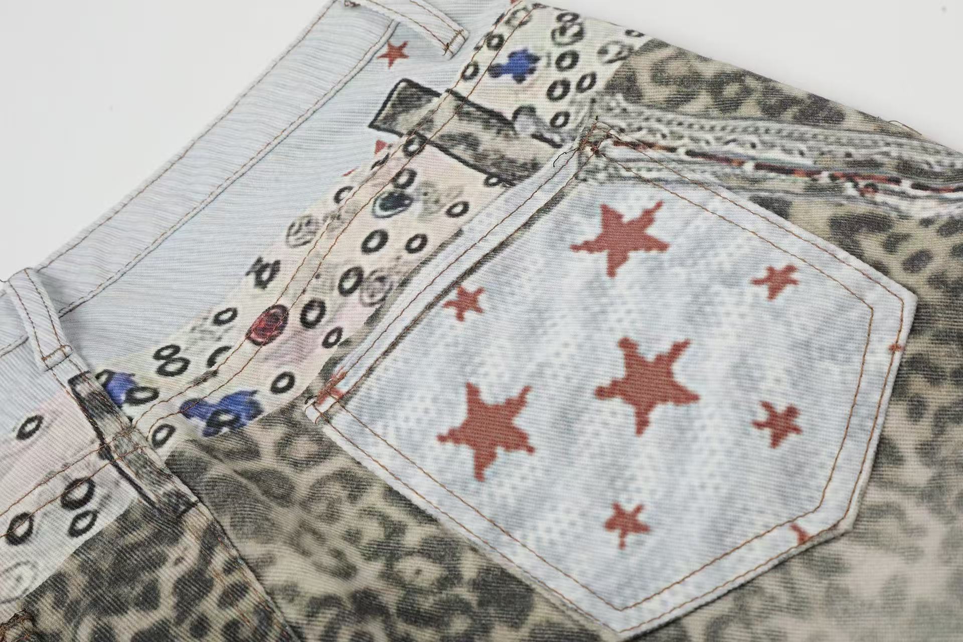 Leopard  Print Baggy Wide-Leg Jorts