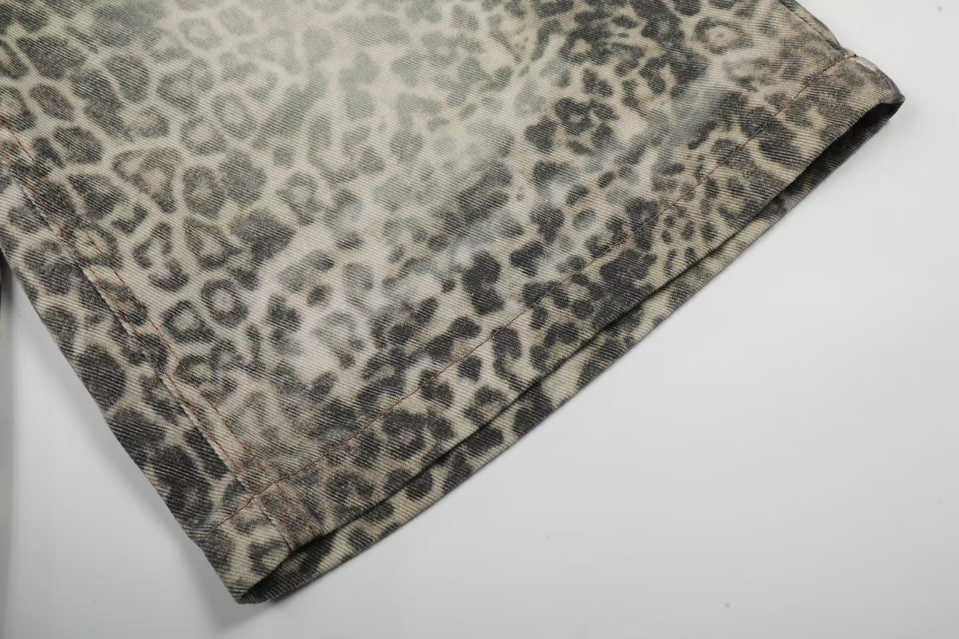 Leopard  Print Baggy Wide-Leg Jorts