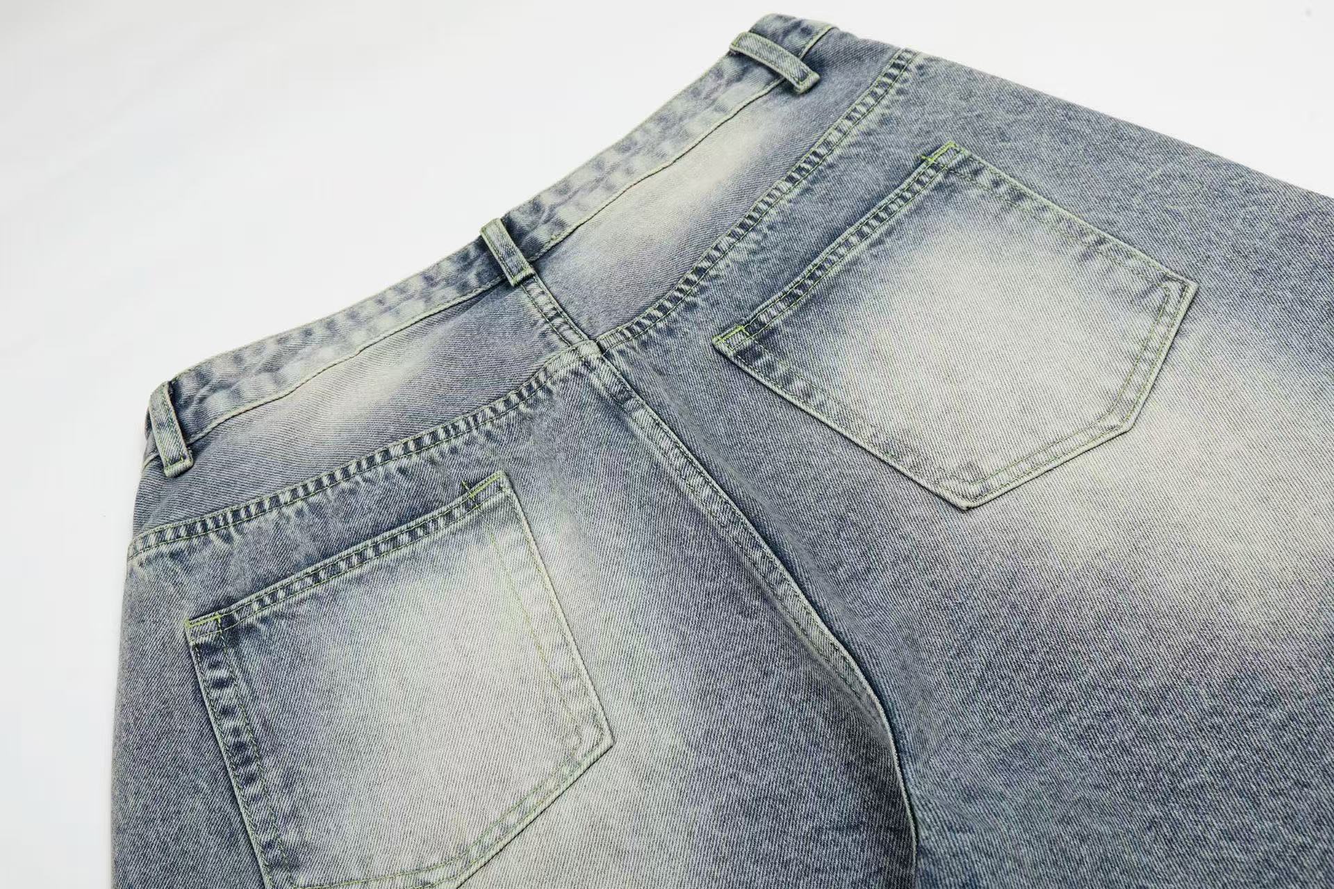 Rhinestone Splatter Washed Baggy Wide-Leg Jorts