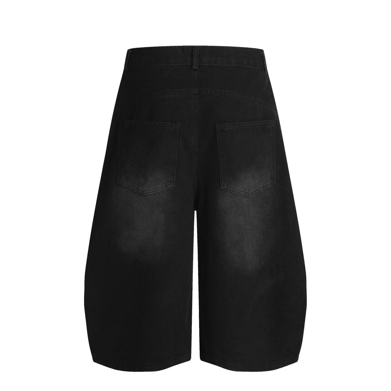 Contrast Striped Stitching Baggy Wide-Leg Jorts