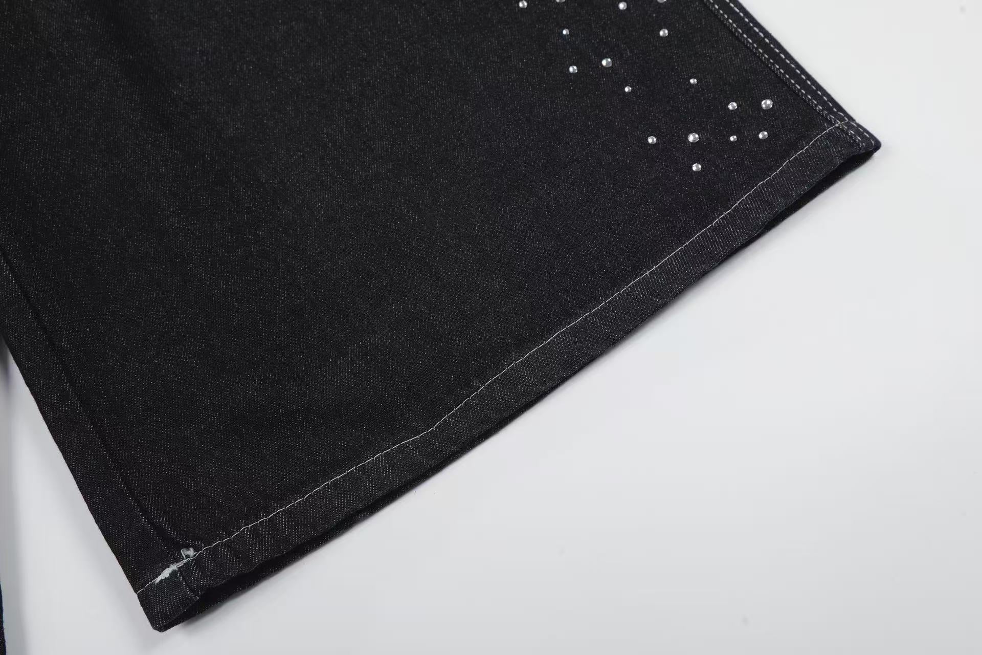 Streetwear Rhinestone Splatter Wide-Leg Jorts